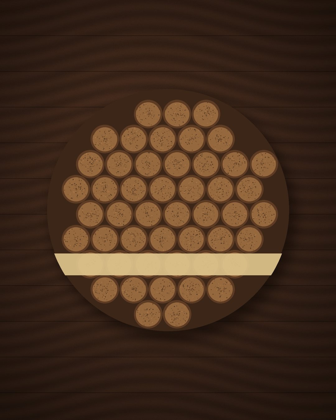 Bundle of cigars seen from the foot, tied in a traditional round bundle
