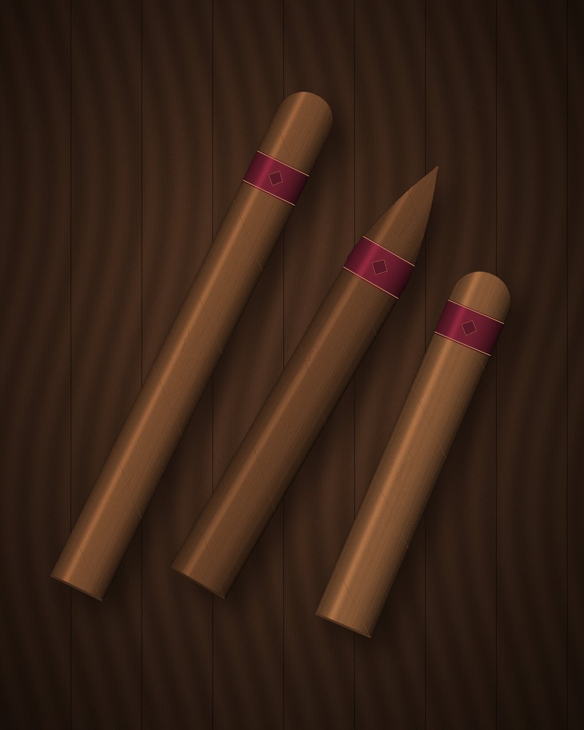 Hand-rolled cigars resting on a wooden surface