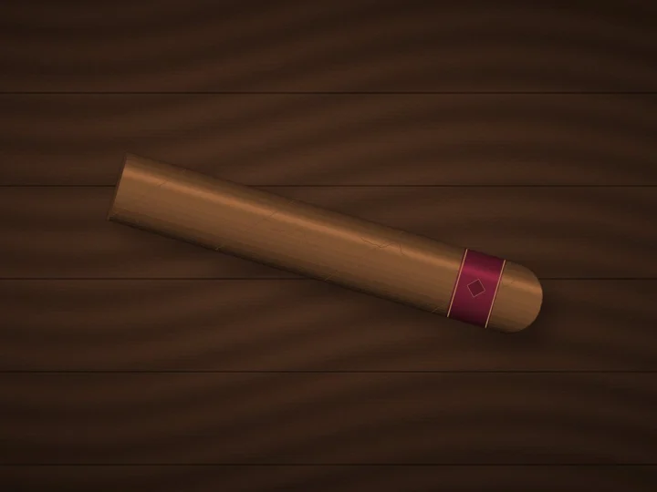 Robusto cigar on a dark wooden surface